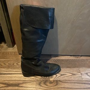 Size 5 black leather boots, above the knee